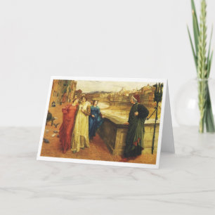 Tarjeta Festiva Arte Vintage - Dante se encuentra con Beatrice,