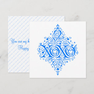 Tarjeta Festiva Arte XOXO Blue San Valentín