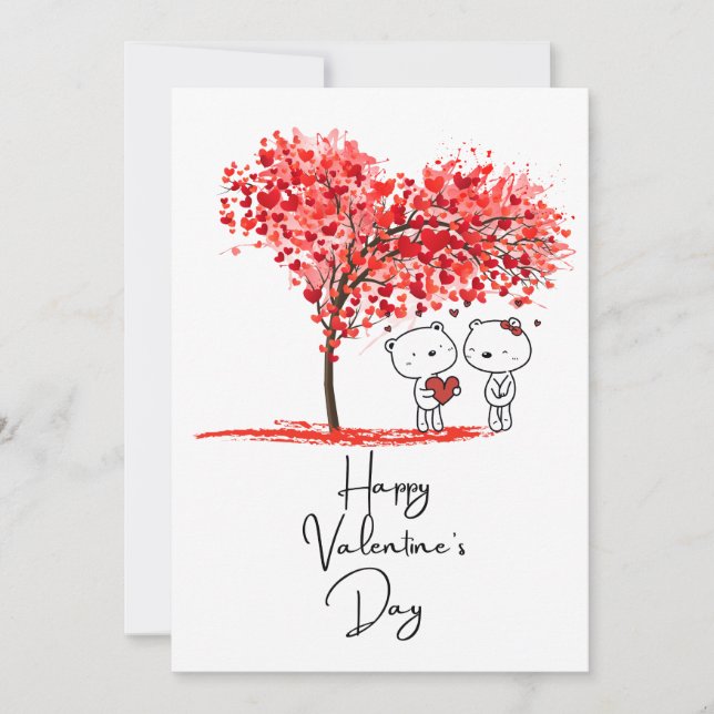 Tarjeta Festiva Artes de San Valentín en Acuarela Lindas y Persona (Anverso)