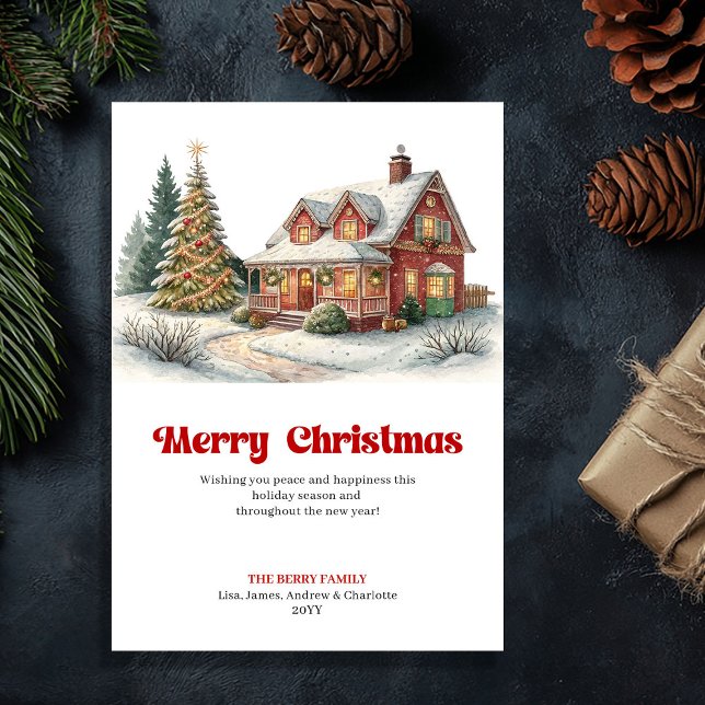Tarjeta Festiva Artful Christmas scene cute festive home greeting (Artful Christmas scene cute festive home greeting)