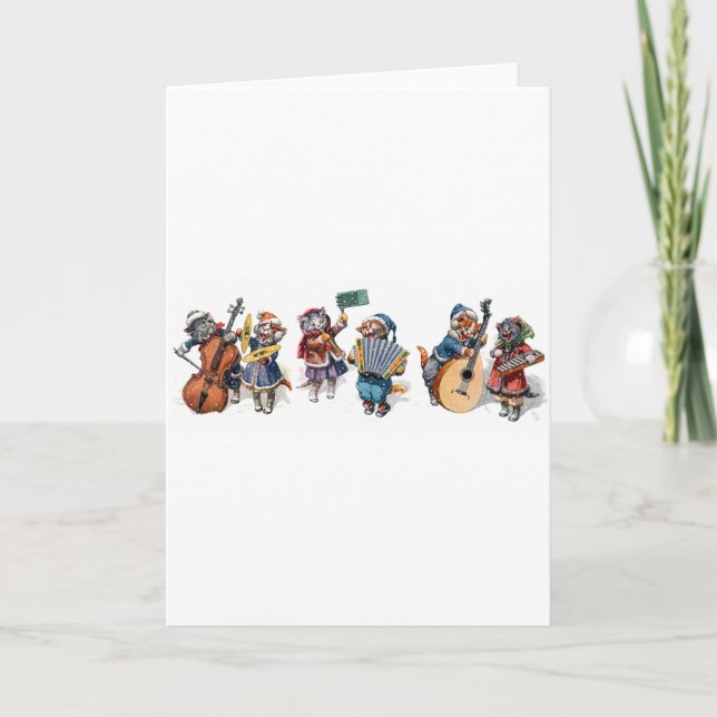 Tarjeta Festiva Arthur Thiele - Gatos Jugando Instrumentos Musical (Anverso)