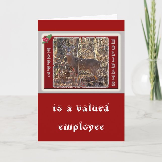 Tarjeta Festiva Artículos de vacaciones de Whitetail Deer Happy (Anverso)