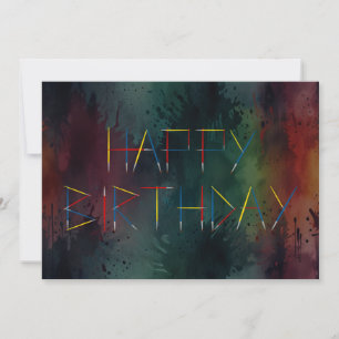 Tarjeta Festiva Artista Feliz Cumpleaños Salpicadura de Pincel Col