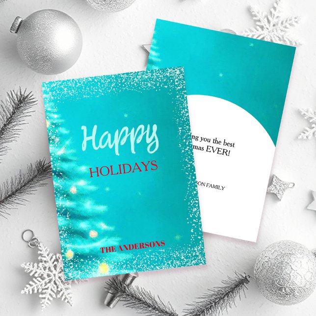 Tarjeta Festiva Artistic Blue Holiday Christmas Tree  (Subido por el creador)