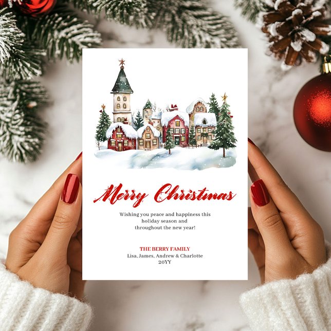 Tarjeta Festiva Artistic Holiday Scene Christmas Greeting Card (Artistic Holiday Scene Christmas Greeting Card)