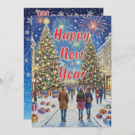 Tarjeta Festiva Artistic Mosaic New Year Celebration Holiday Card