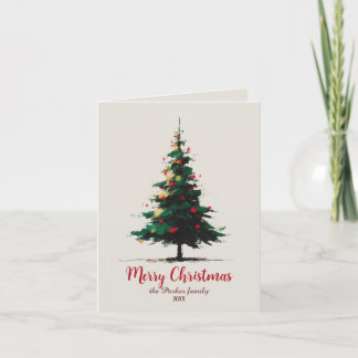 Tarjeta Festiva Artistic Watercolor Abstract Christmas Tree