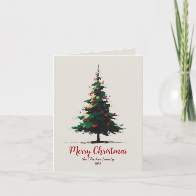 Tarjeta Festiva Artistic Watercolor Abstract Christmas Tree (Anverso)