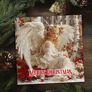 Tarjeta Festiva Artístico angelical ángel rojo dorado festivo mági
