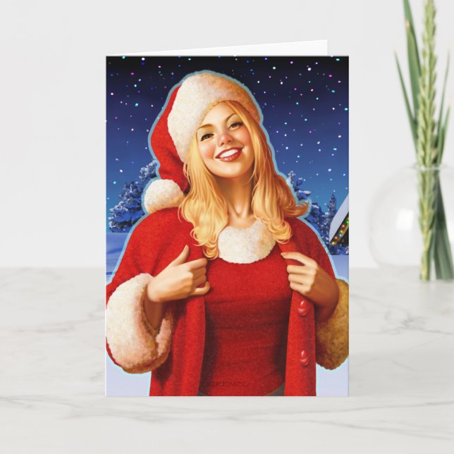 Tarjeta Festiva "Ascendente cercano de la noche de navidad" (Anverso)