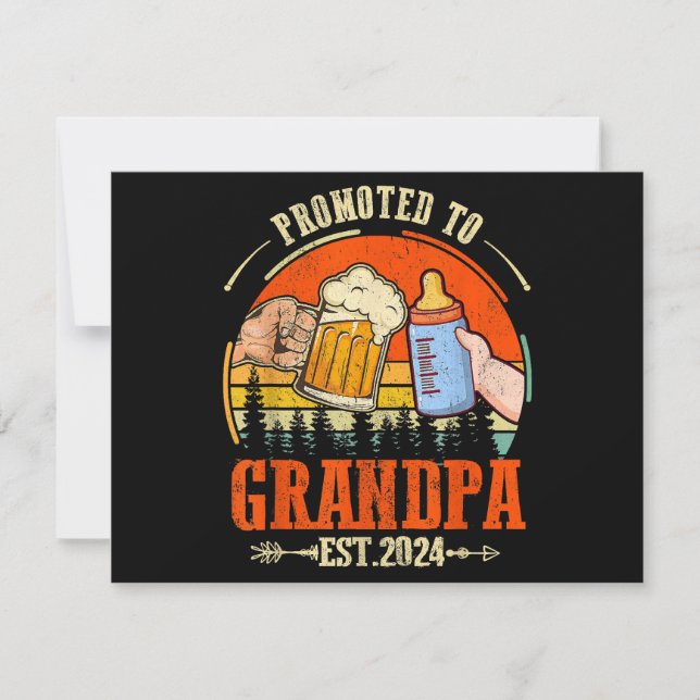 Tarjeta Festiva Ascendido a Abuelo Est 2024 Retro Día del Padre Nu (Anverso)