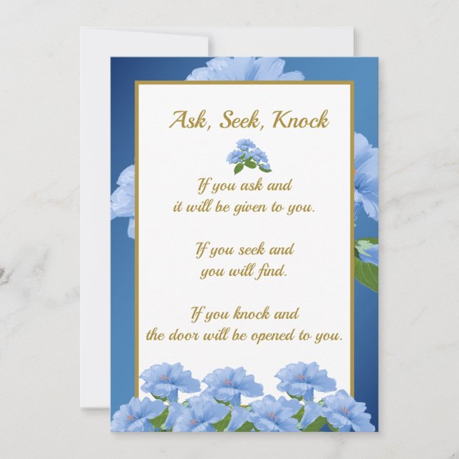 Tarjeta Festiva Ask Seek Knock Matthew 7:8 Card (Anverso)