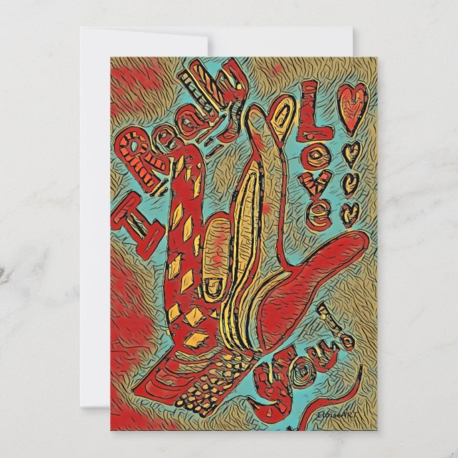 Tarjeta Festiva ASL Funky te amo de verdad  (Anverso)