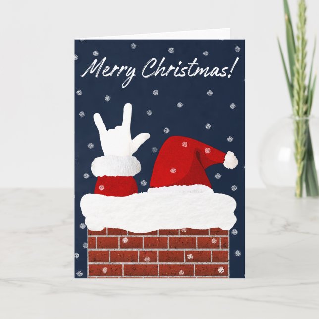 Tarjeta Festiva ASL Santa w/ I Love You Handform Navidades Card (Anverso)