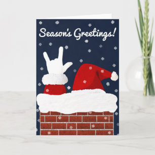 Tarjeta Festiva ASL Santa w/ I Love You Handform Navidades Card