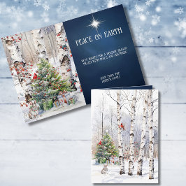 Tarjeta Festiva Aspen Trees in Winter with Christmas Tree Card