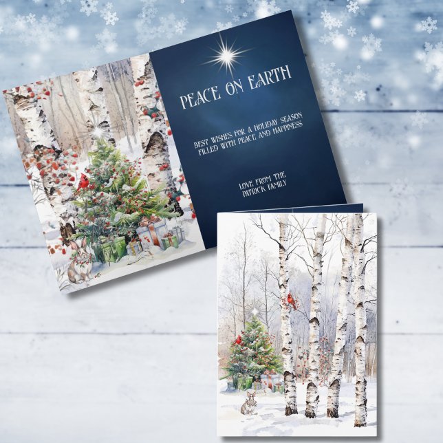 Tarjeta Festiva Aspen Trees in Winter with Christmas Tree Card (Subido por el creador)