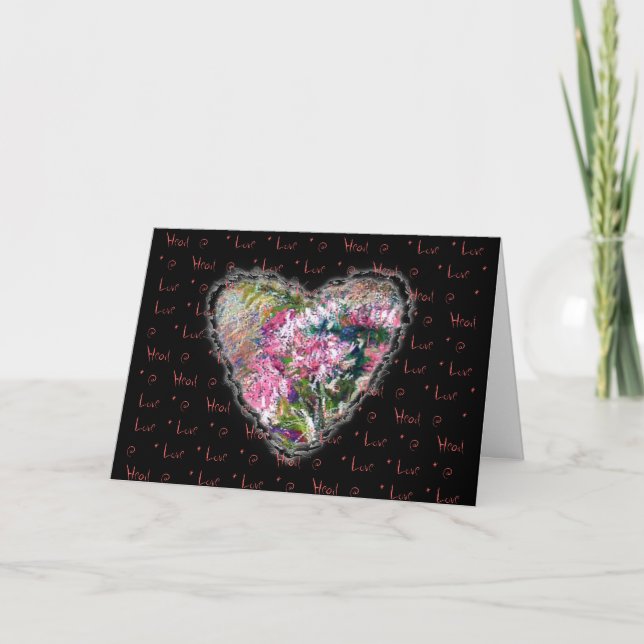 Tarjeta Festiva Aster Heart Valentine Love Romance Neovictorian (Anverso)
