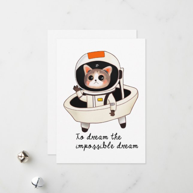 Tarjeta Festiva Astrocat soñador (Anverso/Reverso In Situ)