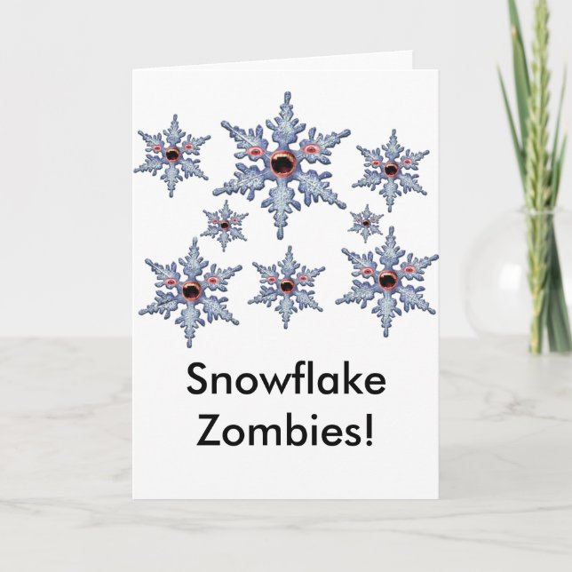 Tarjeta Festiva ¡Ataque a los zombis de copos de nieve! (Anverso)