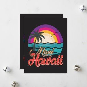 Tarjeta Festiva Atardecer en la playa de Maui Hawaii olas