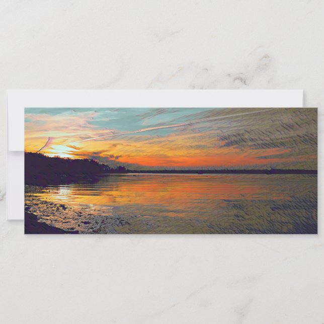Tarjeta Festiva Atardecer pintado (Anverso)