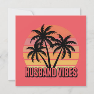 Tarjeta Festiva Atardecer Tropical Retro Vibraciones de Marido