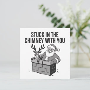 Tarjeta Festiva Atascado en la chimenea contigo divertido Santa Re