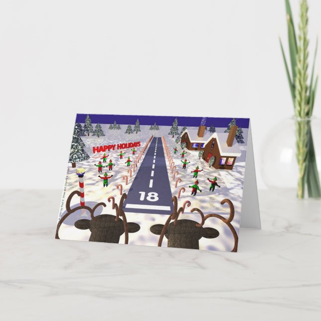 Tarjeta Festiva Aterrizaje del reno (Anverso)