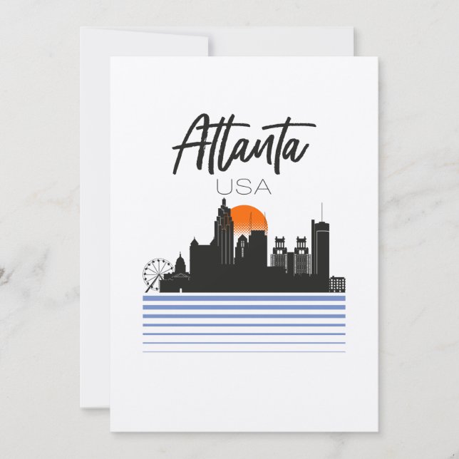 Tarjeta Festiva Atlanta, Estados Unidos, Skyline (Anverso)