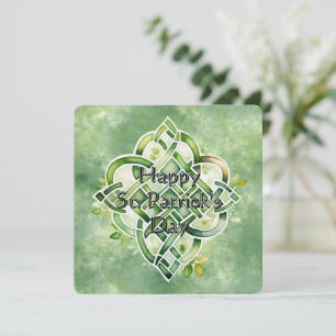 Tarjeta Festiva Atractivo Nudo Céltico de Acuarela Verde