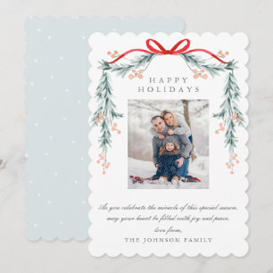 Tarjeta Festiva Atractivo Pastel de Navidades Azules Luminosos Fot