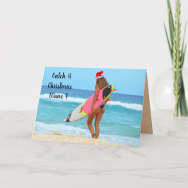 Tarjeta Festiva Atrapar Una Ola De Navidades