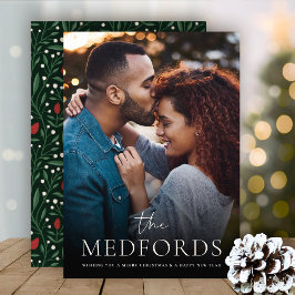 Tarjeta Festiva Atrás de la Flora de nombre de familia clásica | F