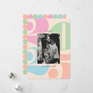 Tarjeta Festiva Audaces Números Coloridos Saludan La Foto De Año N