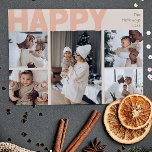 Tarjeta Festiva Audaz Año Coral Moderno En Reseña Ocho Fotografía<br><div class="desc">Envíe cálidos deseos esta temporada de vacaciones con este año de coral único y lindo, audaz y moderno en revisión de ocho fotos feliz tarjeta de vacaciones. Su diseño es sencillo y minimalista, con elementos inspirados en el boho, en tonos rosa claro, coral pastel, verde salado, rubor y melocotón. Celebrando...</div>