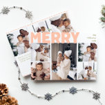 Tarjeta Festiva Audaz Año Feliz Moderno En La Reseña De Ocho Fotog<br><div class="desc">Envíe cálidos deseos esta temporada de vacaciones con este año festivo único y bonito, audaz y moderno en revisión de ocho tarjetas de vacaciones fotográficas. Su diseño es sencillo y minimalista, con elementos inspirados en el boho, en tonos rosa claro, coral pastel, verde salado, rubor y melocotón. Celebrando el espíritu...</div>