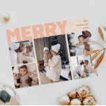 Tarjeta Festiva Audaz Año Moderno Del Coral En Reseña De Cinco Fot<br><div class="desc">Envíe cálidos deseos esta temporada de vacaciones con este año de verano único y lindo, audaz, moderno coral alegre en revisión cinco tarjeta de vacaciones de fotos. Su diseño es sencillo y minimalista, con elementos inspirados en el boho, en tonos rosa claro, coral pastel, verde salado, rubor y melocotón. Celebrando...</div>