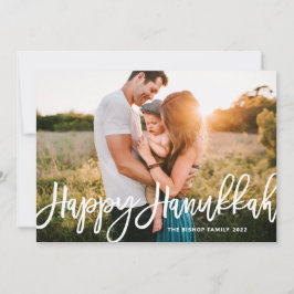 Tarjeta Festiva Audaz caligrafía moderna feliz foto de Hanukkah