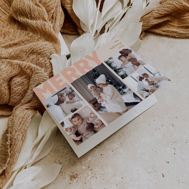 Tarjeta Festiva Audaz Coral Moderno Merry doblado cinco fotos (Subido por el creador)