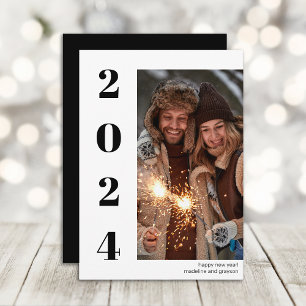 Tarjeta Festiva Audaz foto de Año Nuevo Feliz 2024