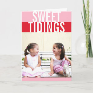 Tarjeta Festiva Audaz foto de caramelo rosa rojo rayado moderno de