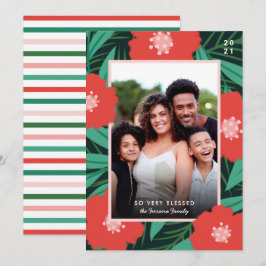 Tarjeta Festiva Audaz foto de Navidades bendecidos con marco flora