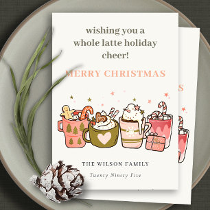 Tarjeta Festiva Audaz Graciosa Navidades del Café Latte Alegre