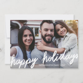 Tarjeta Festiva Audaz Happy Holidays Script Overlay Photo