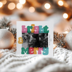 Tarjeta Festiva Audaz Merry Bright Holiday One Photo Card