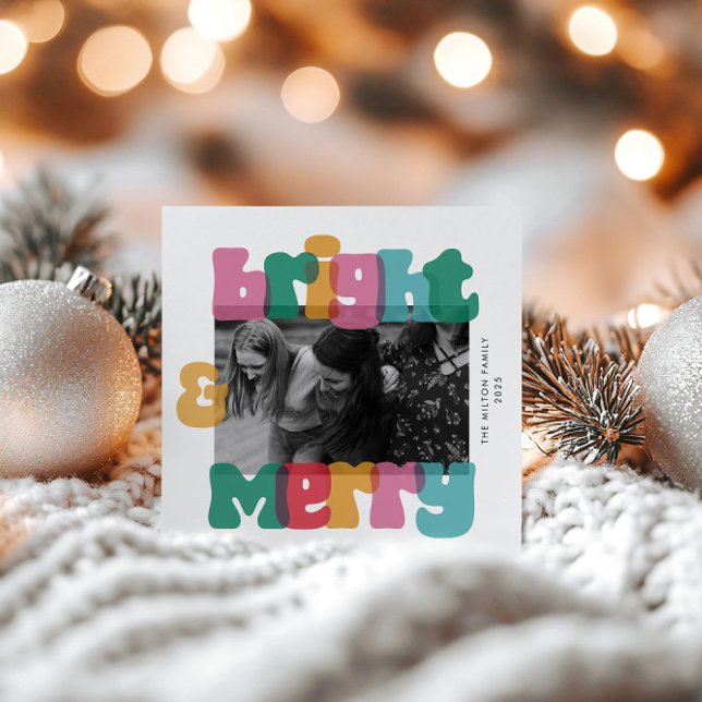 Tarjeta Festiva Audaz Merry Bright Holiday One Photo Card (Subido por el creador)