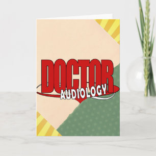 TARJETA FESTIVA AUDIOLOGÍA DOCTOR AUDIÓLOGO LOGOTIPO ROJO GRANDE
