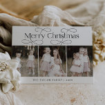 Tarjeta Festiva AUDREY Black Modern Family Photo Vintage Christmas<br><div class="desc">AUDREY Black Modern Family Photo Vintage Christmas Holiday Card. Personalice la parte delantera de la tarjeta con una foto,  su apellido y el año. Personalice la parte posterior con un saludo de vacaciones opcional o noticias familiares,  y su apellido.</div>