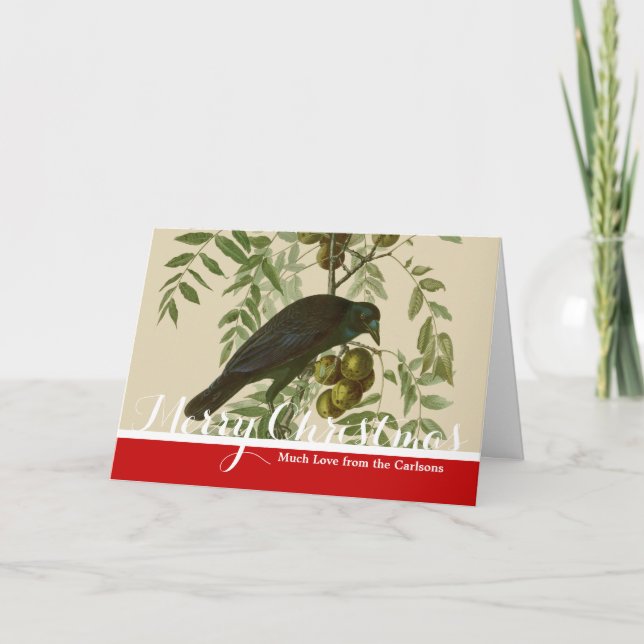 Tarjeta Festiva Audubon American Crow Black Bird (Anverso)